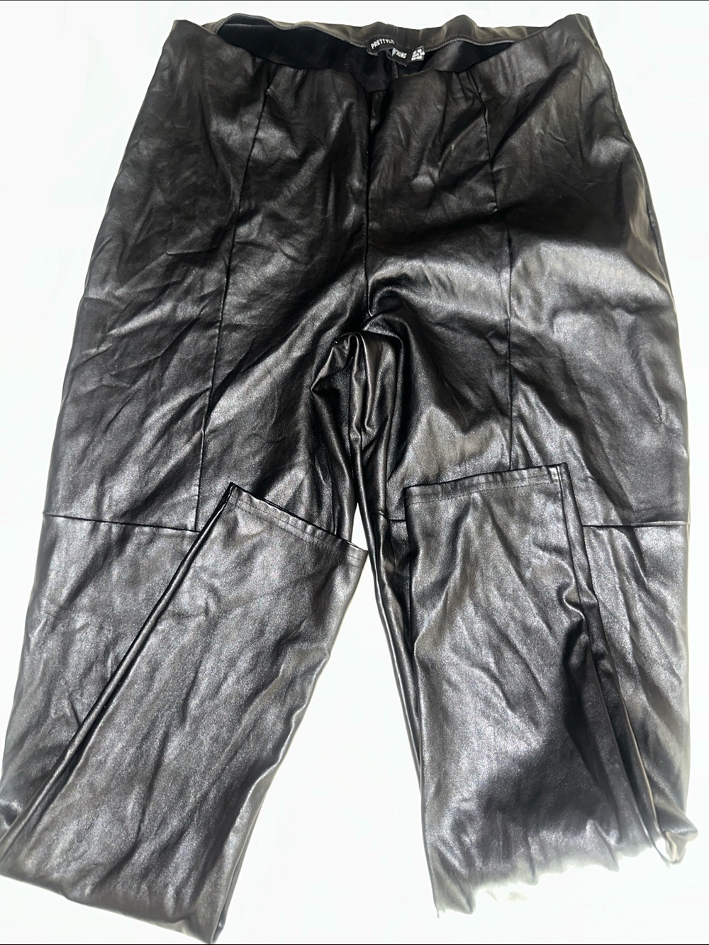 Womens Size 16 Pretty Little Thing Faux Leather Pants in Black